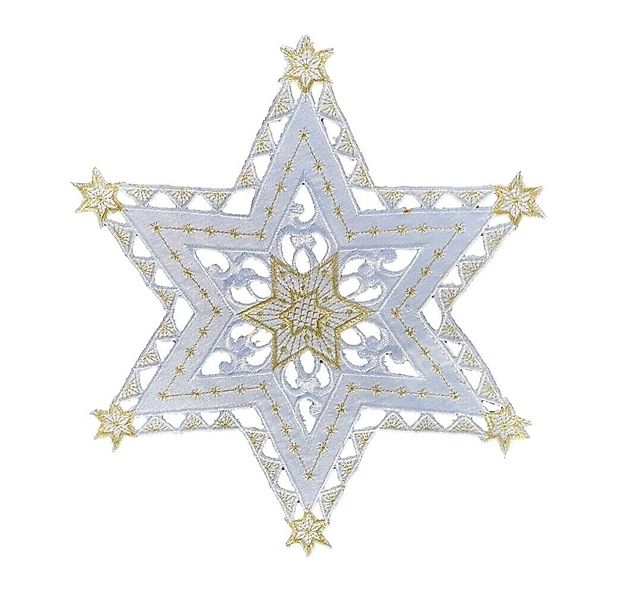 Westernlifestyle Tischdecke Weiss / Gold Stern günstig online kaufen