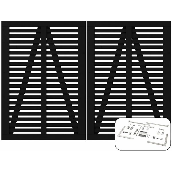 Doppeltor Harmoni Nadelholz Schwarz 200 cm x 140 cm günstig online kaufen