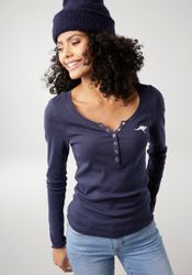 KangaROOS Langarmshirt krempelbare Ärmel, figurbetonter Schnitt, günstig online kaufen