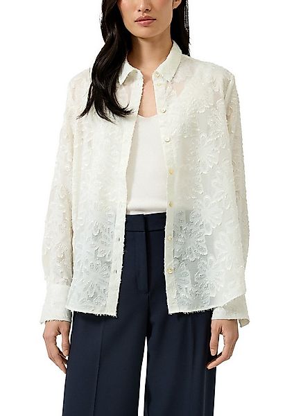 s.Oliver BLACK LABEL Langarmbluse mit Blüten-Appllikationen, transparent günstig online kaufen