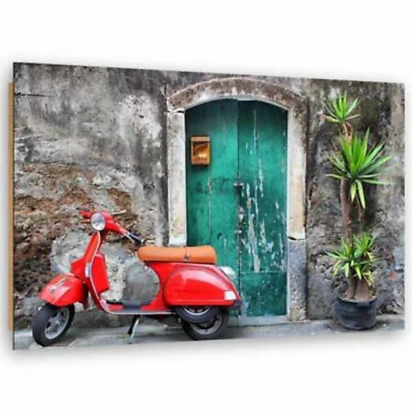 FEEBY® Kunst Türen und Red Scooter Leinwandbilder bunt Gr. 90 x 60 günstig online kaufen