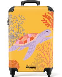 NoBoringSuitcases.com© Hartschalen-Trolley Gelb mit Schildkröte 55x35x20cm, günstig online kaufen