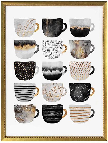 Wall-Art Poster "Kaffeetassen Schwarz Gold", Geschirr & Besteck, (1 St.) günstig online kaufen