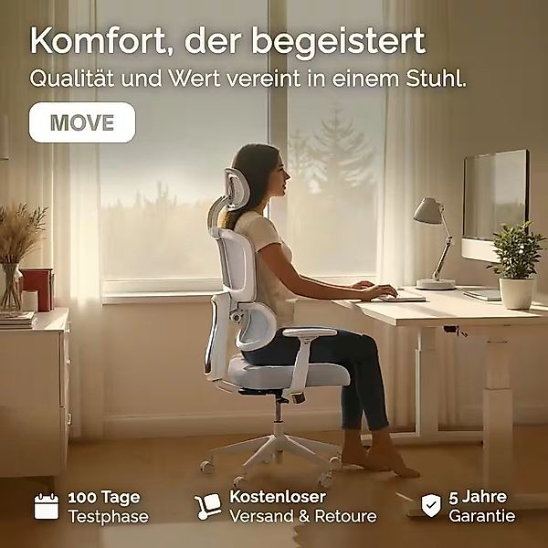 DESKSPACE Bürostuhl Move Ergonomischer Bürostuhl 3-stufige günstig online kaufen