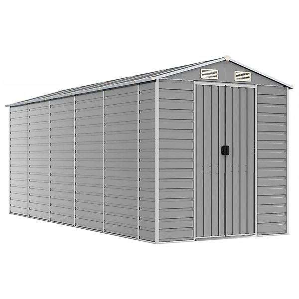 vidaXL Gerätehaus Hellgrau 191x470x198 cm Verzinkter Stahl 1843976 günstig online kaufen