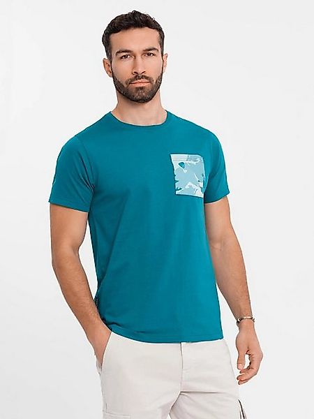 OMBRE Print-Shirt Herren-T-Shirt aus Baumwolle mit aufgedruckter Tasche günstig online kaufen