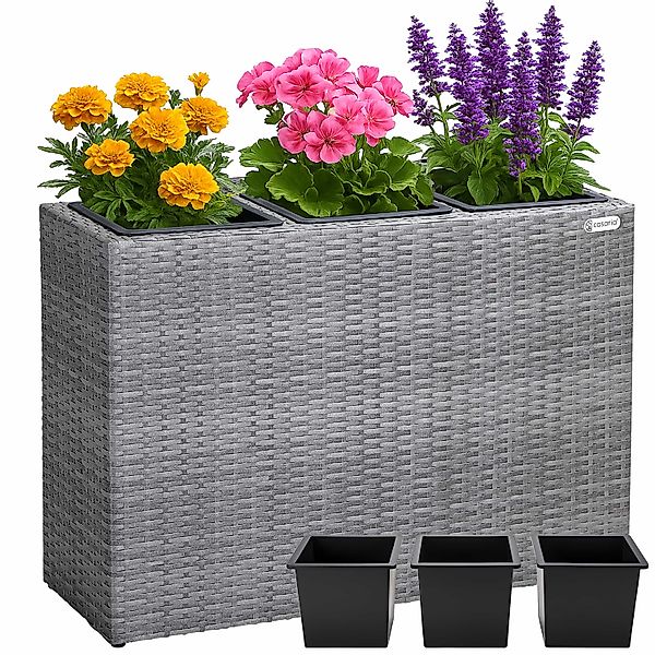 Polyrattan Blumentopf Grau 83x30,5x60cm günstig online kaufen