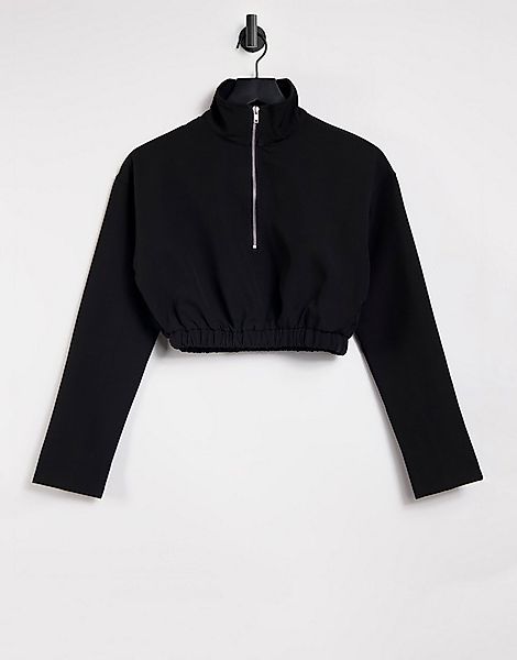 Missguided – Sweatshirt in Schwarz mit kurzem Reißverschluss günstig online kaufen