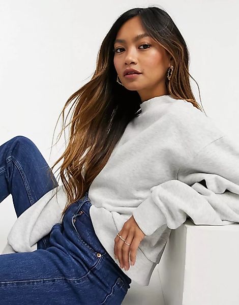 Weekday – Amaze – Oversize-Sweatshirt aus Bio-Baumwollmischung in Grau meli günstig online kaufen