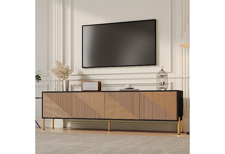 Merax Lowboard mit Farbblock in Schwarz und Gold (1 St., 179 × 35 × 53,5 cm günstig online kaufen