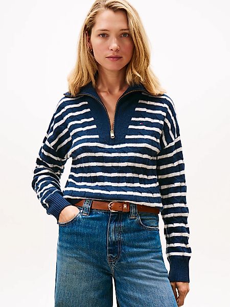 Tommy Hilfiger Troyer "SOFT WOOL CABLE 1/2 ZIP LS SWT" mit Zopfmuster, aus günstig online kaufen