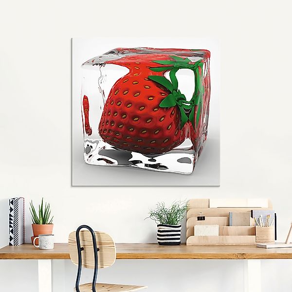 Artland Glasbild "Erdbeere in Eis" Lebensmittel 1 Stk. tlg. in verschiedene günstig online kaufen