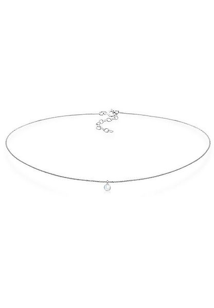 Elli Collier Choker mit Anhänger Mondstein Rund 925 Silber günstig online kaufen
