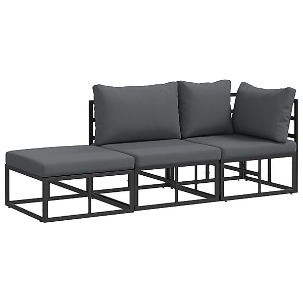 vidaXL Garten-Sofa-Set mit Kissen 3-Tlg Schwarz Aluminium 3378950 günstig online kaufen