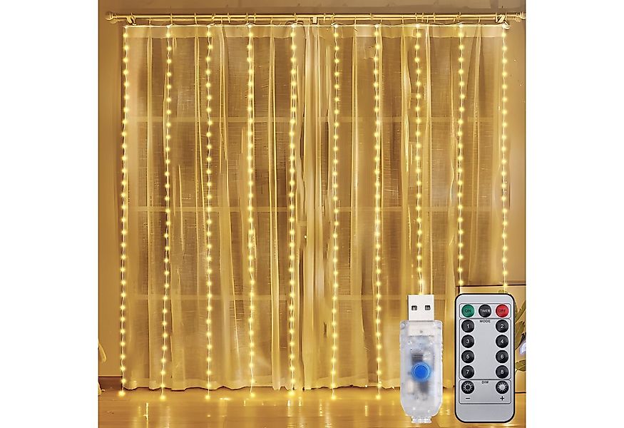 Salcar LED-Lichterkette Lichtervorhang Innen 8 Modi LED Lichterkette Vorhan günstig online kaufen