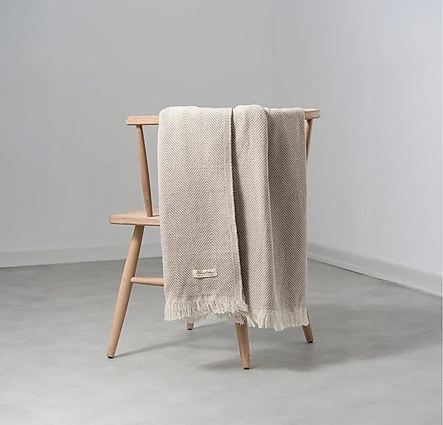 Wohndecke Wohndecke Milan in Fischgrätenmuster aus Biobaumwolle, Sandiik günstig online kaufen