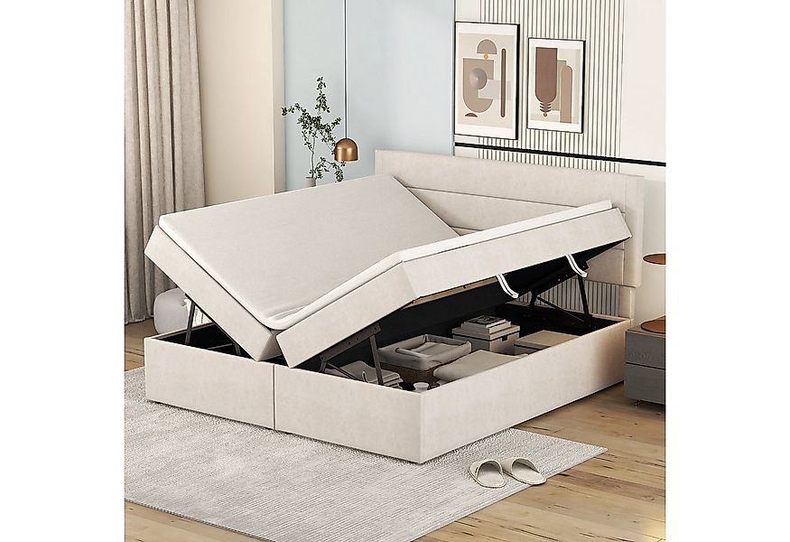 TavilaEcon Boxspringbett Polsterbett Funktionsbett, Lattenrost aus Metallra günstig online kaufen