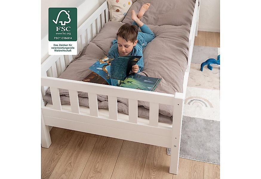 Ehrenkind Kinderbett Lille aus massivem Kieferholz mit Rausfallschutz, 90x2 günstig online kaufen