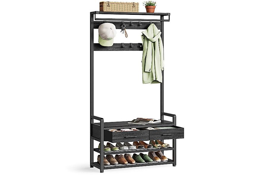 VASAGLE Garderobenständer Garderobe, mit Schuhbank, 2 Schubladen aus Stoff, günstig online kaufen