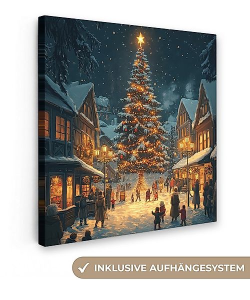 OneMillionCanvasses® Leinwandbild Weihnachtsfeier - Dorf - Dunkelheit, Foto günstig online kaufen