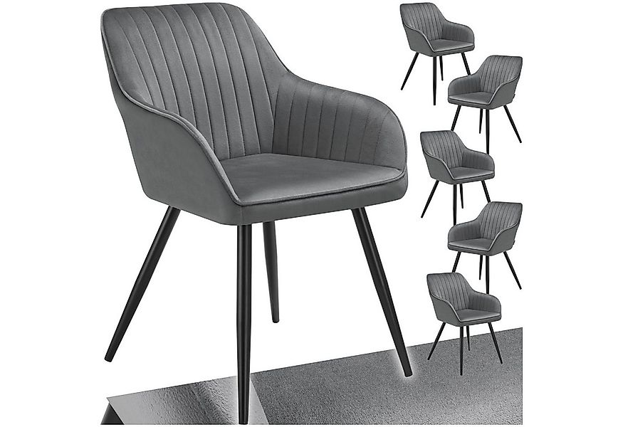 tectake Esszimmerstuhl Stuhl Marilyn, Samtoptik, gesteppt (Set, 6 St), Extr günstig online kaufen