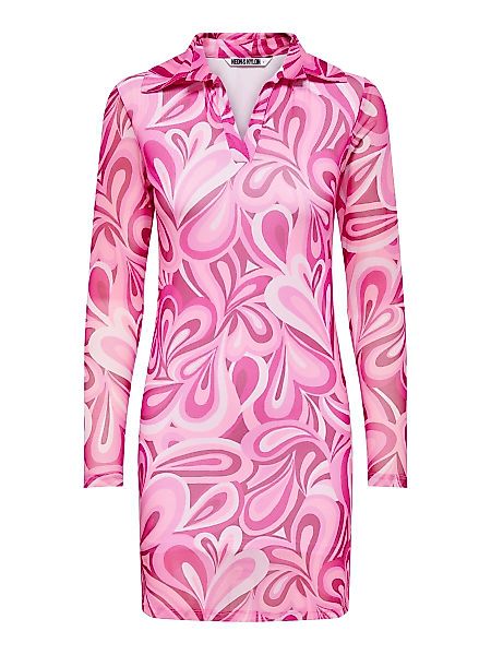 ONLY Gemustertes Polo- Kleid Damen Pink günstig online kaufen