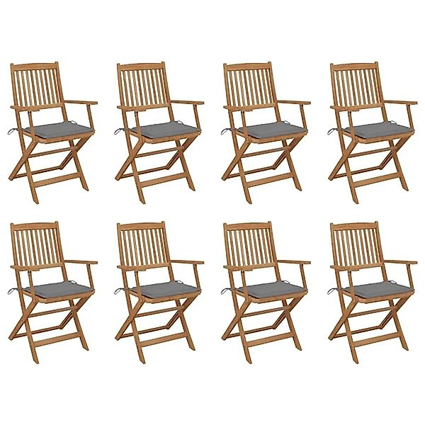 vidaXL Klappbare Gartenstühle mit Kissen 8 Stk Massivholz Akazie 3075086 günstig online kaufen