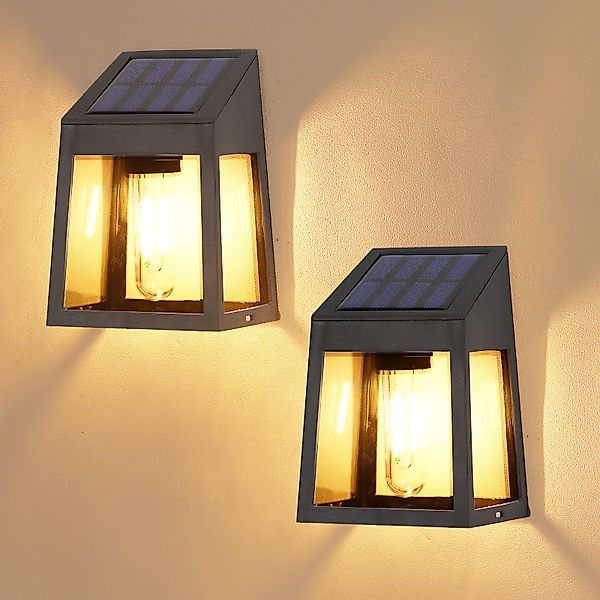 BlingBin LED Gartenleuchte 2 stücke LED-Wolfram-Solar-Wandleuchten günstig online kaufen