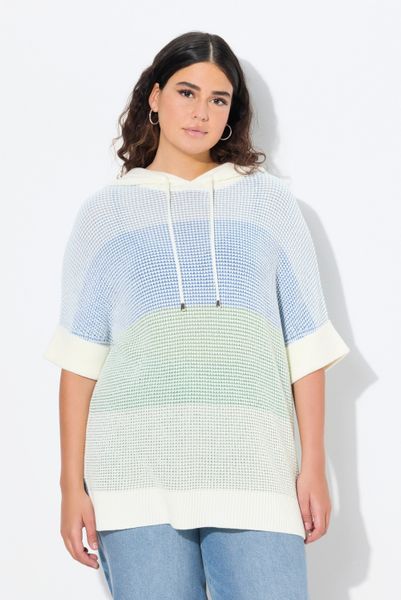 Ulla Popken Pullunder Pullover Blockstreifen Kapuze günstig online kaufen