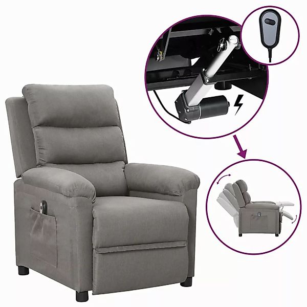 vidaXL Sessel Relaxsessel Elektrisch Hellgrau Stoff günstig online kaufen