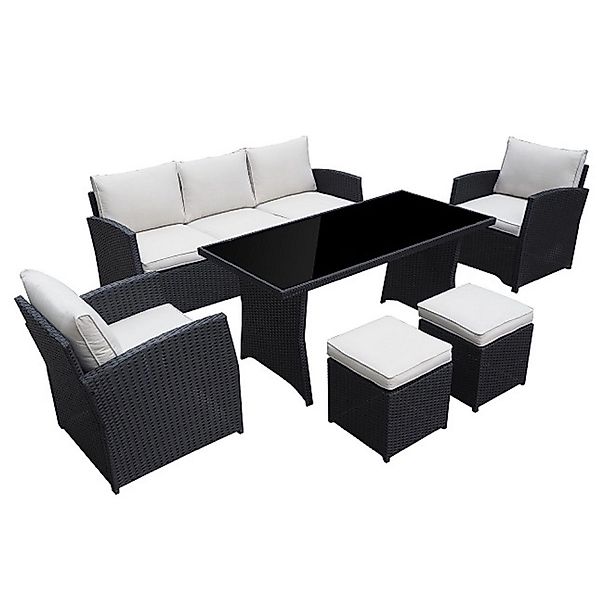 Jet-Line Rattan Gartenmöbel Lounge-Set Havanna in Schwarz 7-teilig günstig online kaufen