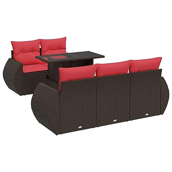 vidaXL 6-Tlg Garten-Sofagarnitur mit Kissen Braun Poly Rattan Akazie 332657 günstig online kaufen