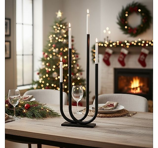 MF Kerzenhalter Adventsleuchter Tonis Eisen Schwarz Modern 80cm Kerzenleuch günstig online kaufen