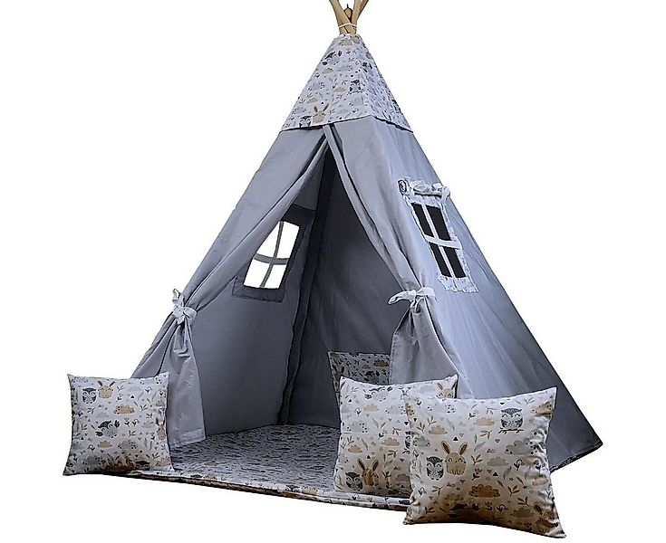 Pamek Tipi-Zelt Spielzelt Tipi für Kinder Bodenmatte Kissen + Stabilisator, günstig online kaufen
