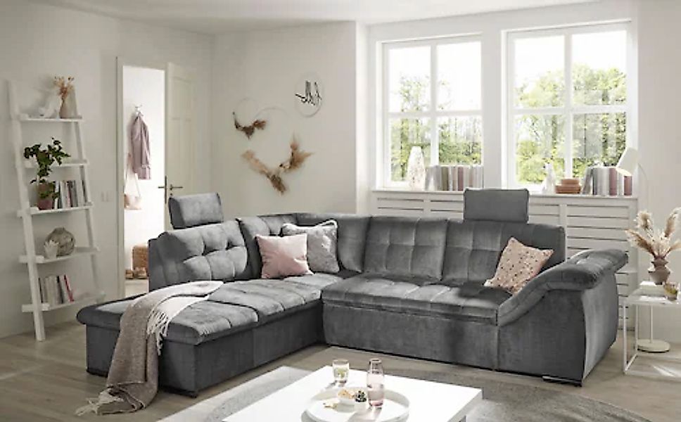 ED EXCITING DESIGN Ecksofa »Estrella L-Form«, mit Bettfunktion, Bettkasten, günstig online kaufen