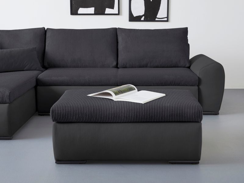 Home affaire Polsterhocker "Win" mit schwarzen Metallfüßen, frei im Raum st günstig online kaufen