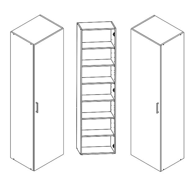 Lomadox Mehrzweckschrank MIAMI-43 graphit, 6 Einlegeböden, ca. 30/185/40 cm günstig online kaufen
