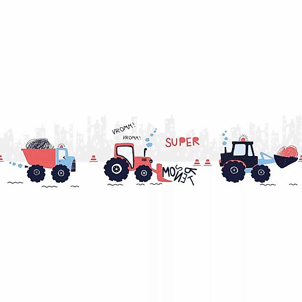 Bricoflor Traktor Tapete als Bordüre für Kinderzimmer Kinder Bordüre Selbst günstig online kaufen