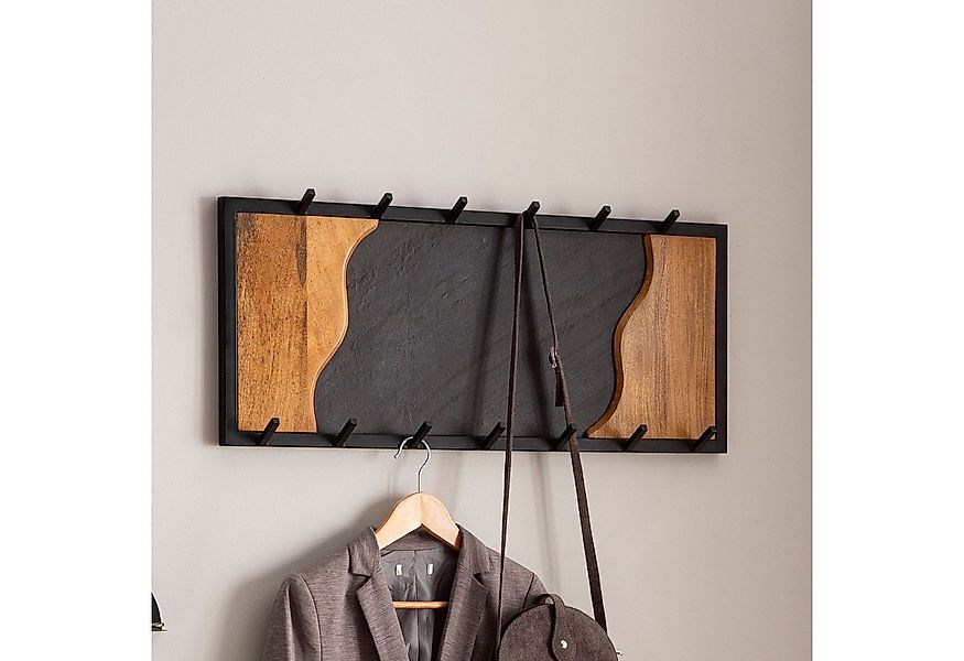 FINEBUY Wandgarderobe Hakenleiste Steinoptik 80 cm Garderobe Flur Holz Mode günstig online kaufen