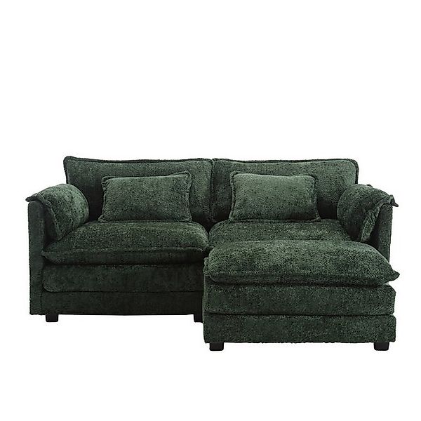 IDEASY Ecksofa Zweisitzer-Sofa mit Fußstütze, Chenille-Bezug, seitliche Abl günstig online kaufen