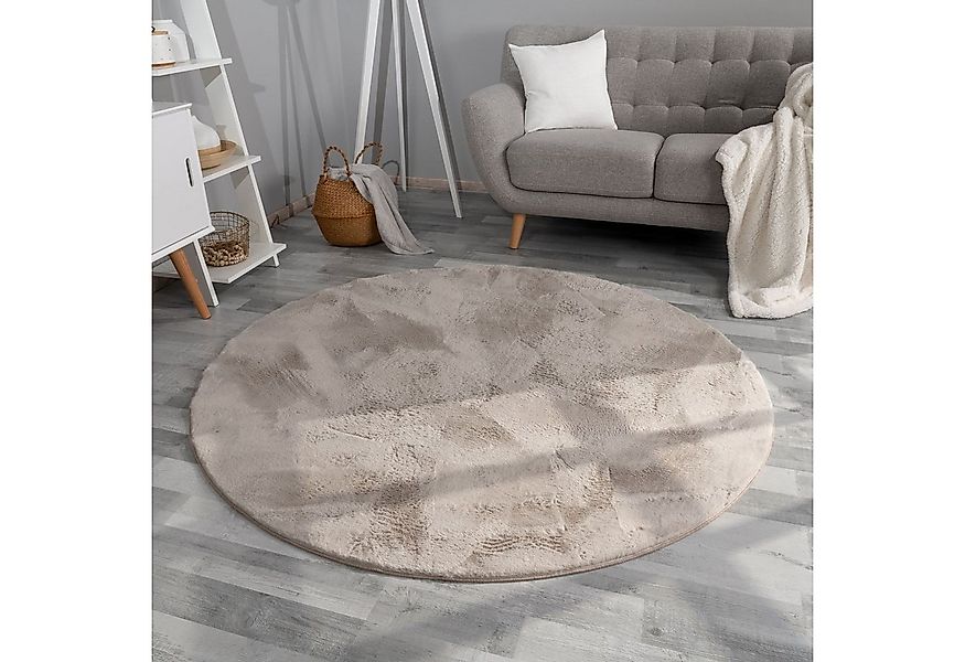 TT Home Teppich, Rund, Höhe: 14 mm, Wohnzimmer Hochflor Teppich Kunstfell M günstig online kaufen