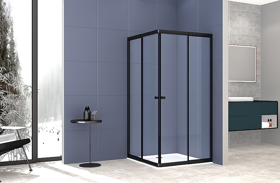welltime Eckdusche Trento Nero, BxT: 90x90 günstig online kaufen