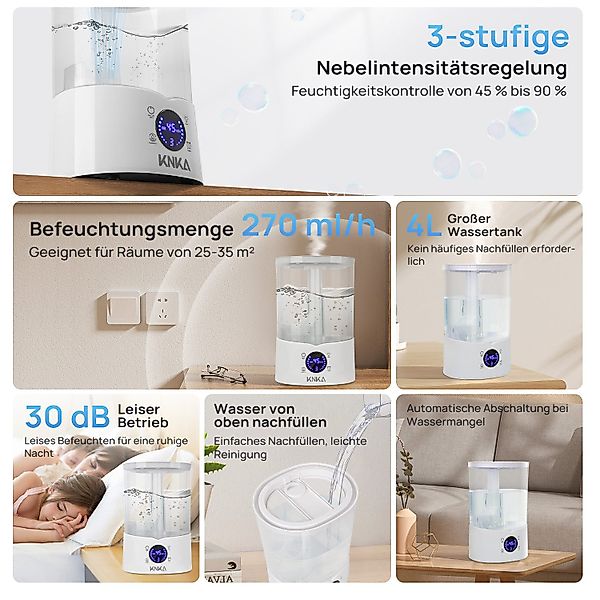 KNKA Luftbefeuchter Top-Fill Raumbefeuchter, 4,00 l günstig online kaufen