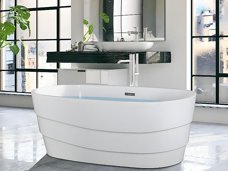 Freistehende Badewanne Design - 200 L - Weiß - DOMINIKA günstig online kaufen