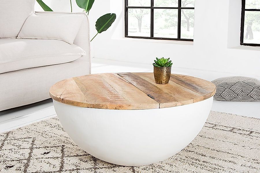 riess-ambiente Couchtisch INDUSTRIAL STORAGE Ø70cm weiß / natur (Einzelarti günstig online kaufen