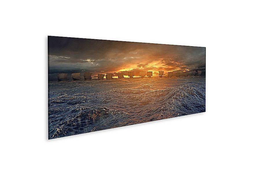 islandburner Leinwandbild Bild auf Leinwand Wikinger Schiffe Unter Sturm Ho günstig online kaufen