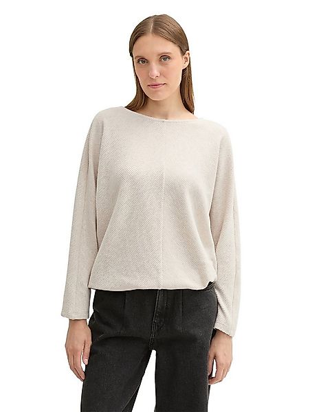 TOM TAILOR Fledermausshirt mit Rundhalsausschnitt und Struktur-Optik günstig online kaufen