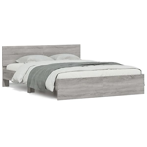 vidaXL Bettgestell, Bettrahmen mit Kopfteil Braun Eiche-Optik 140x190 cm günstig online kaufen