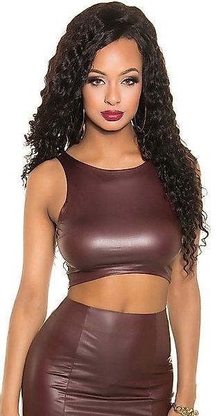 Koucla Crop-Top Wetlook mit Zip, bauchfrei Shirt ärmellos Reißverschluß günstig online kaufen