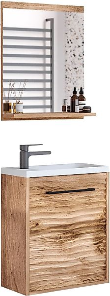 welltime Badmöbel-Set "Canada" Komplett-Set, Fronten mit Wellenstruktur, 2 günstig online kaufen